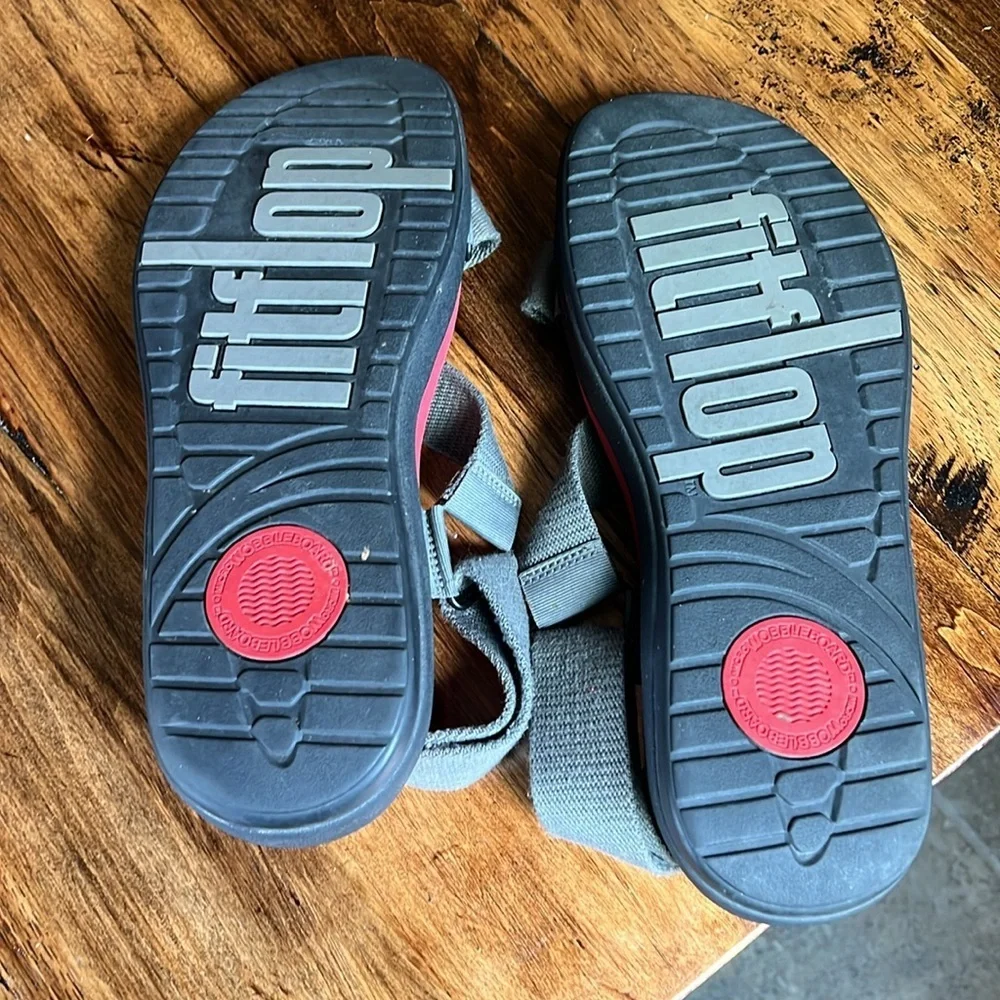 Fitflop Men’s 11 Sling Sandal Red Gray Comfort Shoe